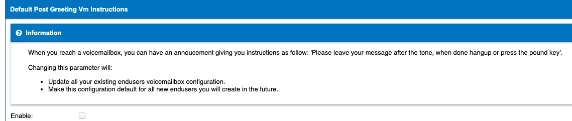 Default post-greeting voicemail instructions