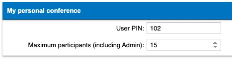 Personal conference PIN and maximum caller settings