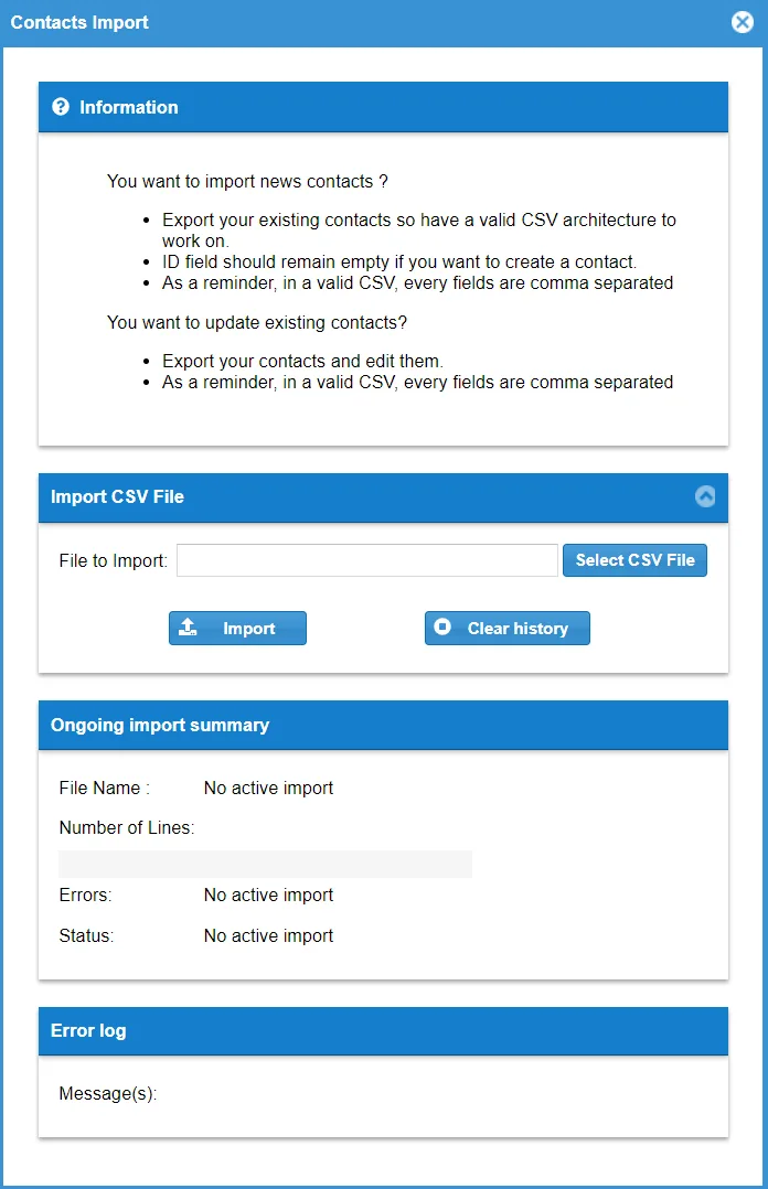 Contact import form