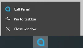 Call Panel pinned to the Windows taskbar