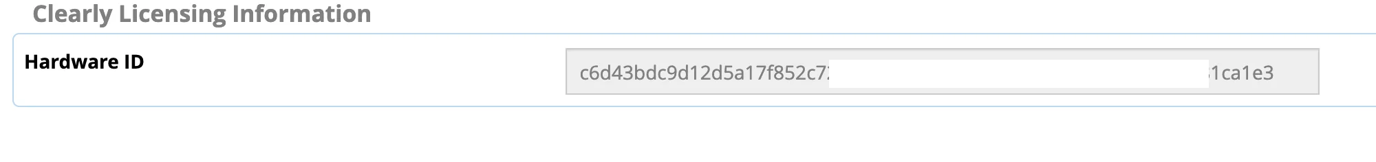 Screenshot showing Upon clicking on it, you will be greeted with a screen where you see your hardware id