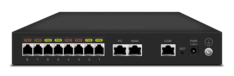 4 port fxs/4 port fxo gateway back of device