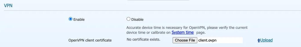 Screenshot showing The file name must be named client.ovpn